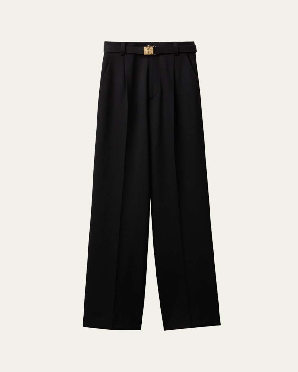 Pleated Grain De Poudre Pants
